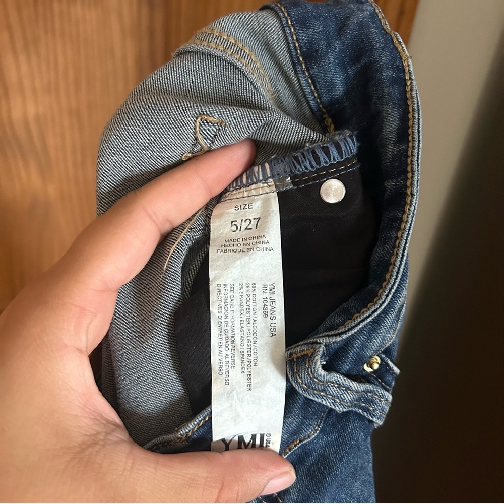 YMI Blue Distressed Hem Cropped Jeans - Picture 4 of 5